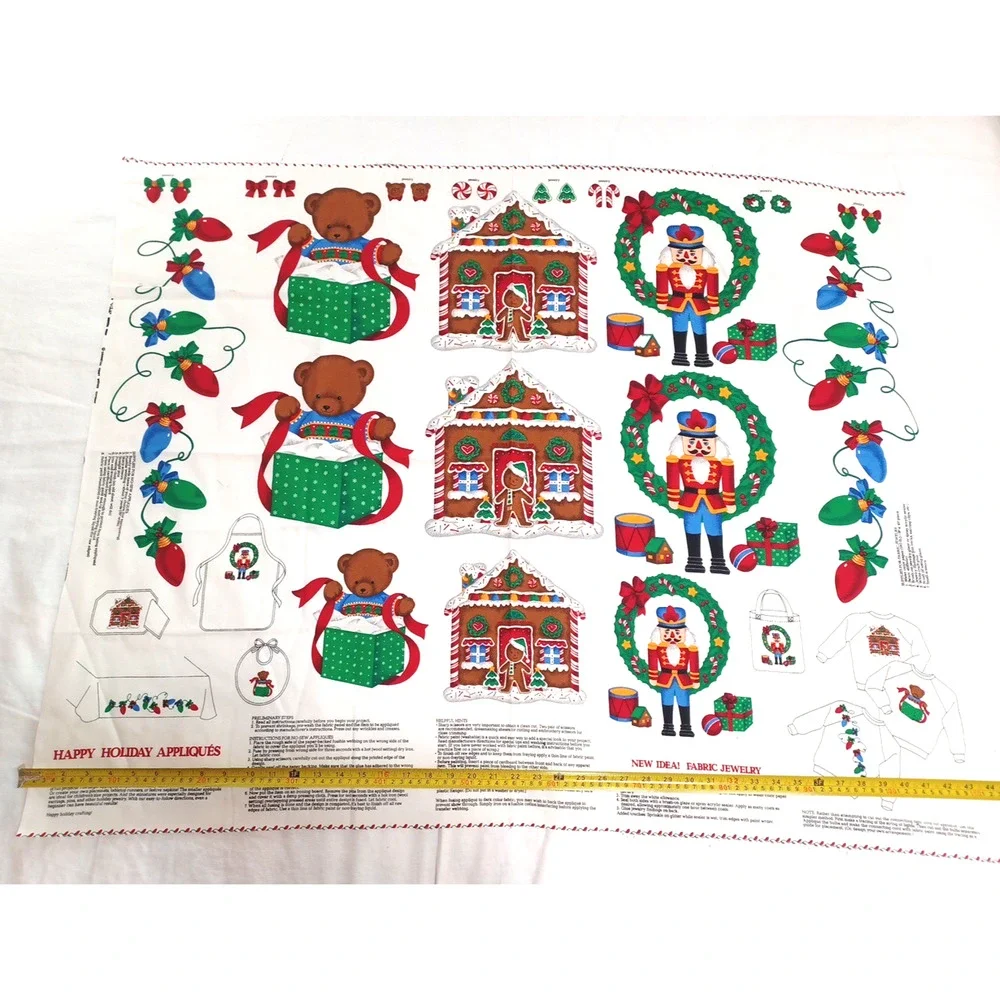 VTG Cranston Christmas Toys Decor Holiday Appliques Panel Cotton Fabric